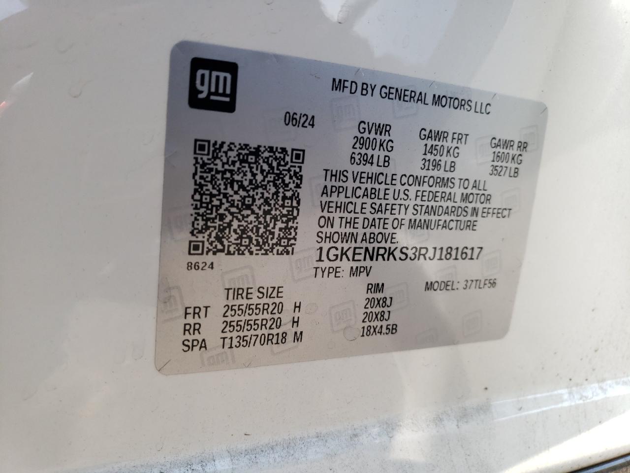 2024 GMC Acadia Denali VIN: 1GKENRKS3RJ181617 Lot: 81186405