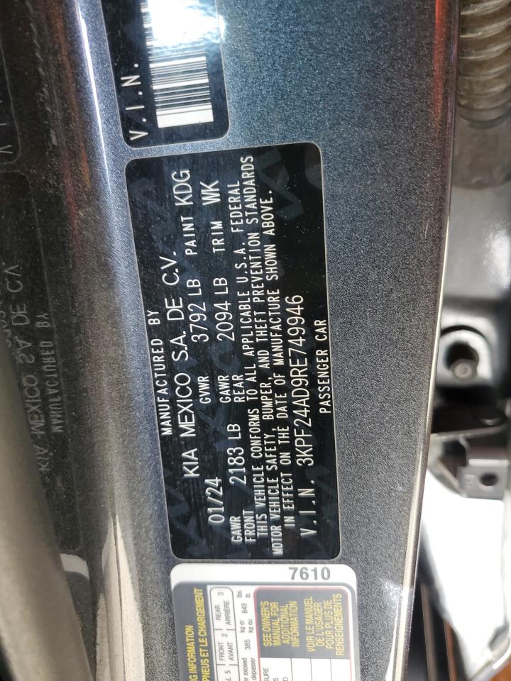 2024 Kia Forte Lx VIN: 3KPF24AD9RE749946 Lot: 84274375