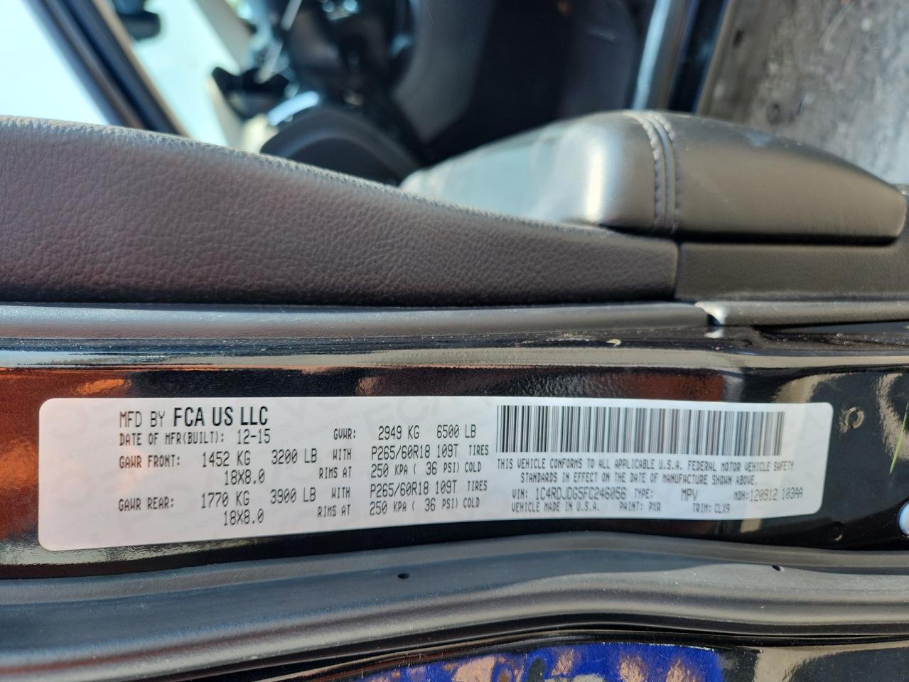 2015 Dodge Durango Limited VIN: 1C4RDJDG5FC246056 Lot: 71681525