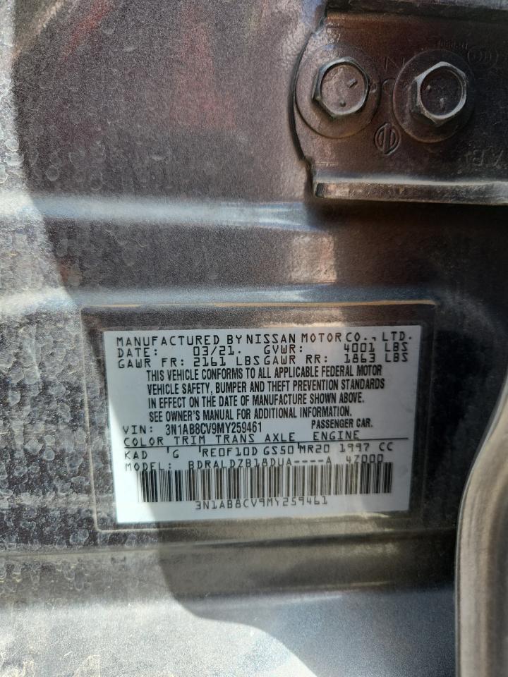 2021 Nissan Sentra Sv VIN: 3N1AB8CV9MY259461 Lot: 81660565