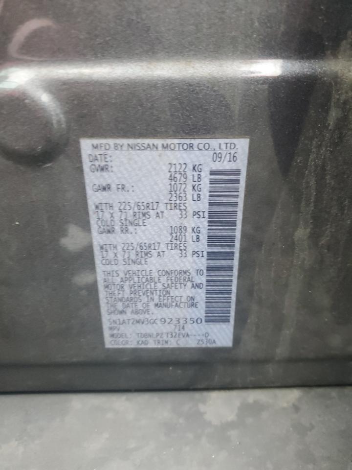 2016 Nissan Rogue S VIN: 5N1AT2MV3GC923350 Lot: 81740195