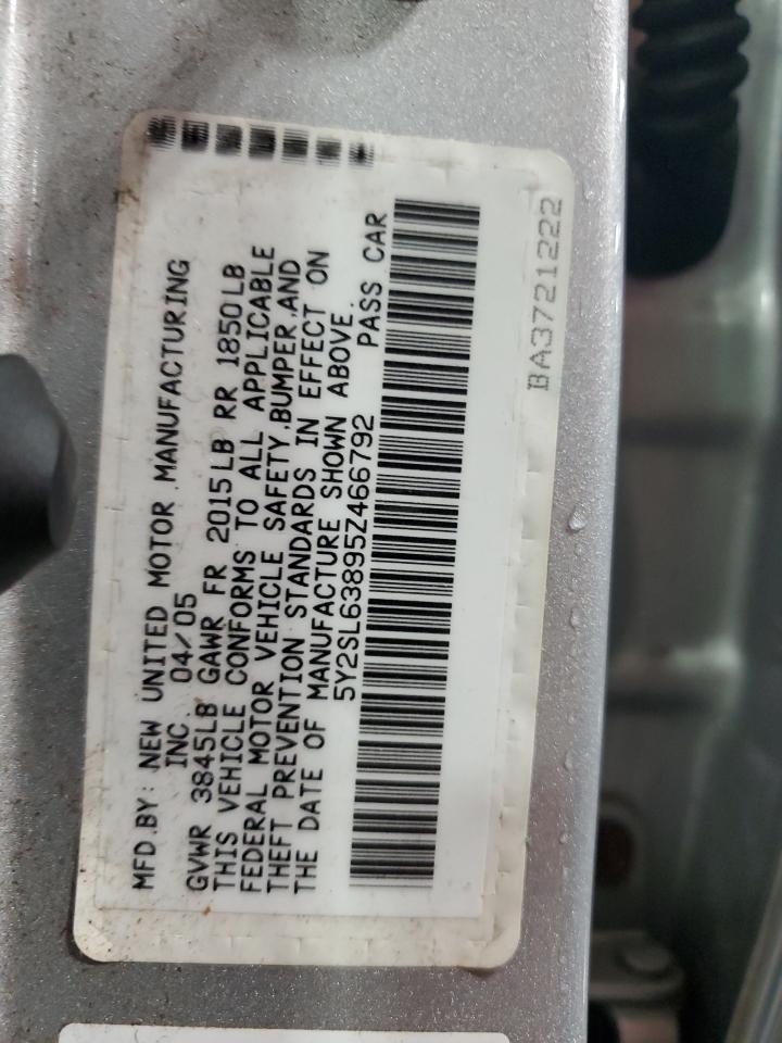 2005 Pontiac Vibe VIN: 5Y2SL63895Z466792 Lot: 83867375