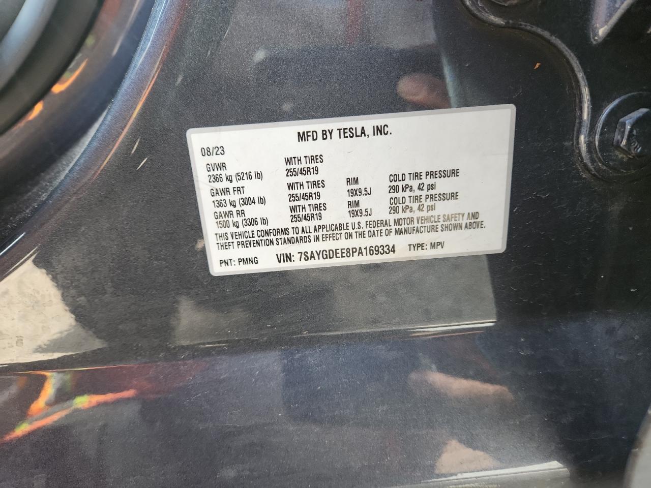 2023 Tesla Model Y VIN: 7SAYGDEE8PA169334 Lot: 71266545