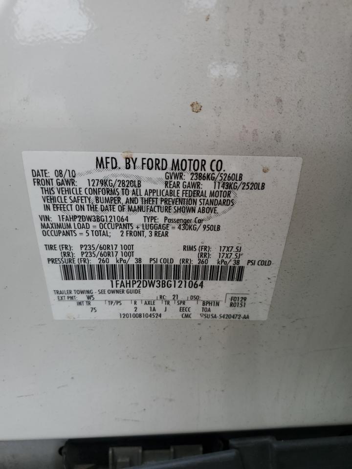 2011 Ford Taurus Se VIN: 1FAHP2DW3BG121064 Lot: 81699045