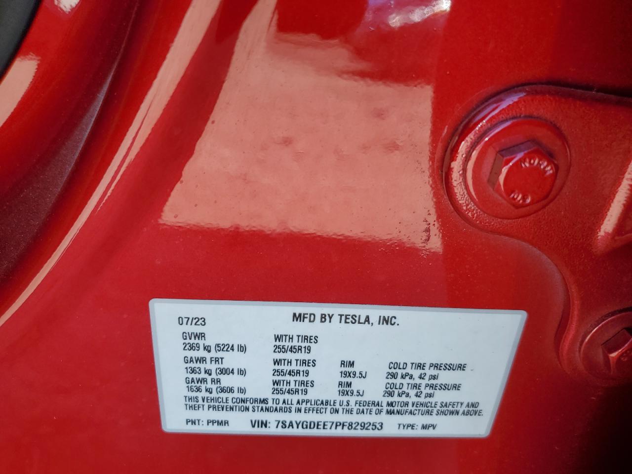 2023 Tesla Model Y VIN: 7SAYGDEE7PF829253 Lot: 80396605