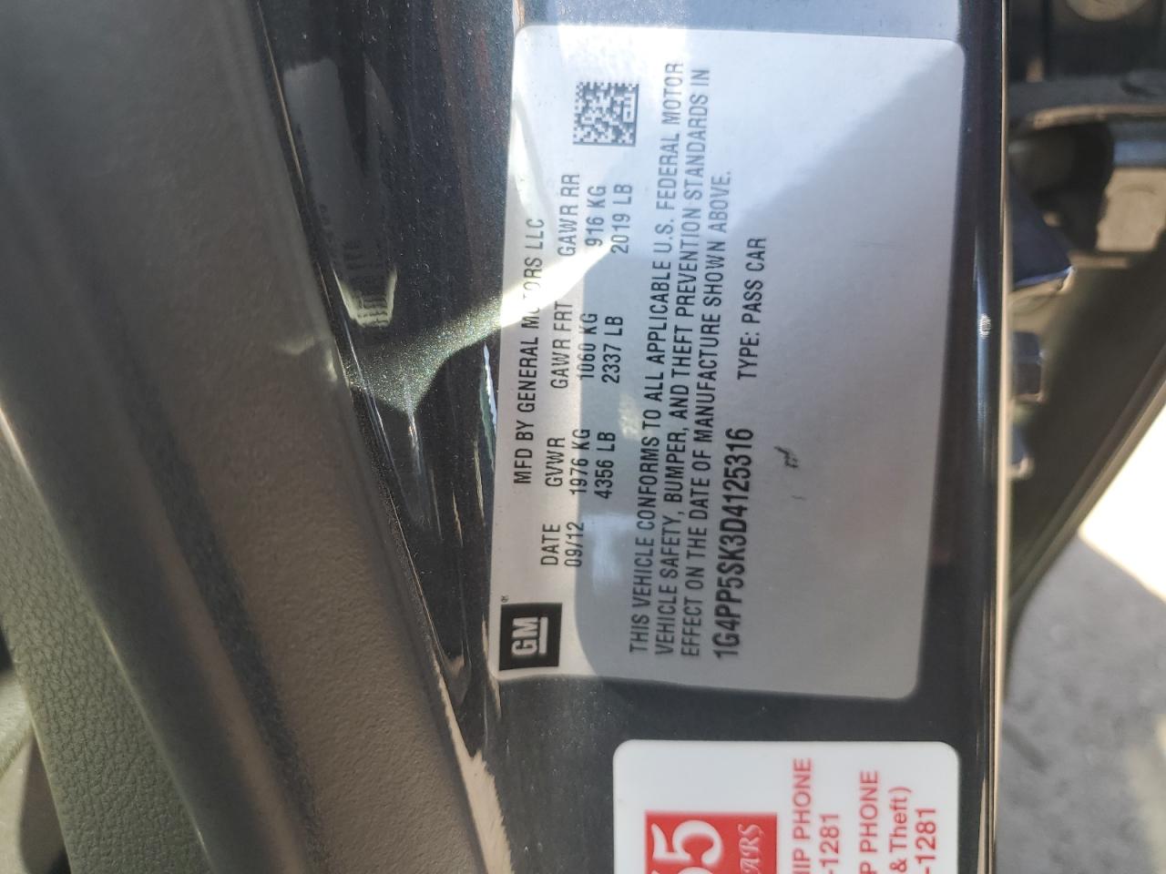 2013 Buick Verano VIN: 1G4PP5SK3D4125316 Lot: 82076725