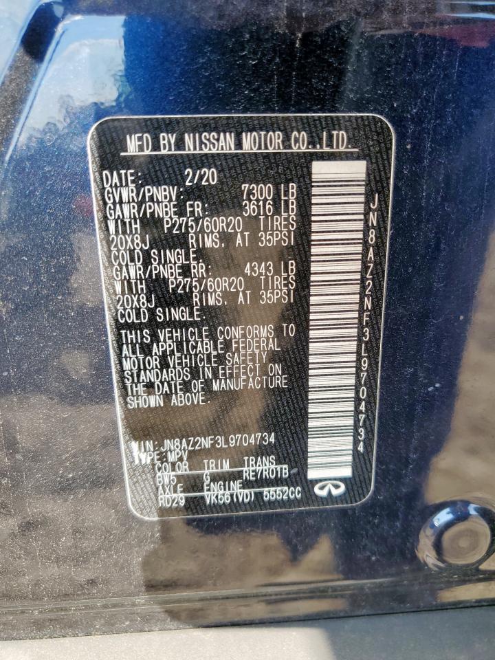 2020 Infiniti Qx80 Luxe VIN: JN8AZ2NF3L9704734 Lot: 80008835