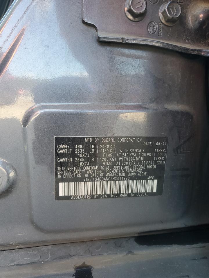 2017 Subaru Outback 2.5I Limited VIN: 4S4BSANC5H3411993 Lot: 84541835