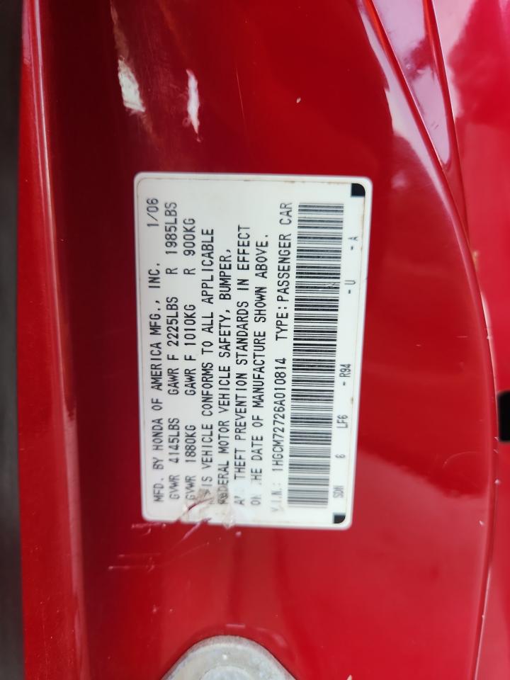 2006 Honda Accord Ex VIN: 1HGCM72726A010814 Lot: 81758395