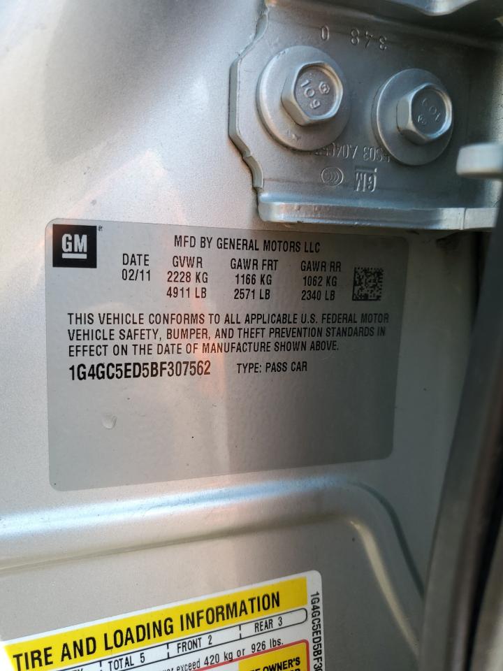 2011 Buick Lacrosse Cxl VIN: 1G4GC5ED5BF307562 Lot: 80131135