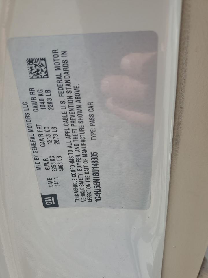 2011 Buick Lucerne Cxl VIN: 1G4HJ5EM1BU148805 Lot: 71929865