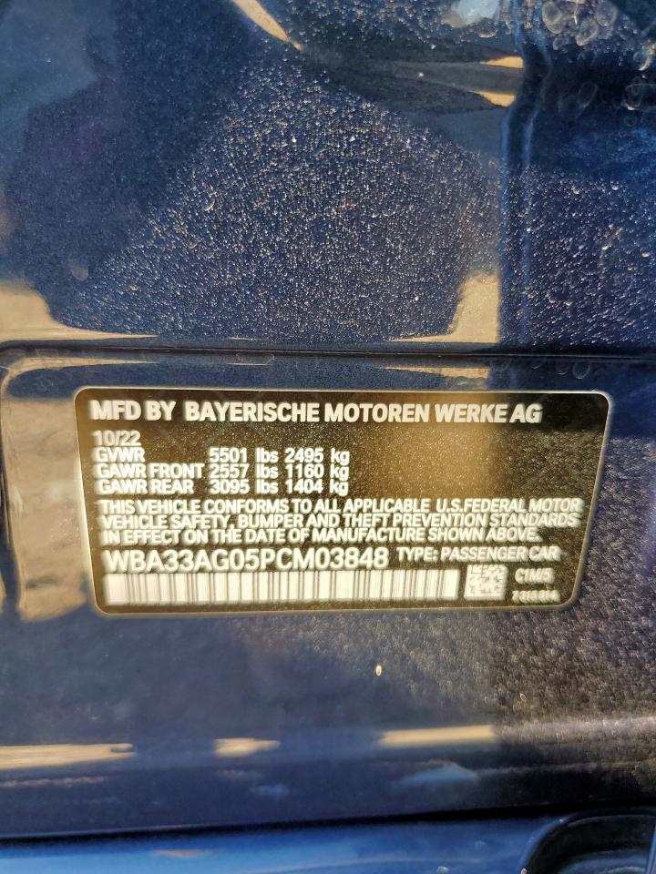 2023 BMW 530Xe VIN: WBA33AG05PCM03848 Lot: 71732585