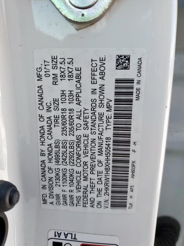 2017 Honda Cr-V Exl VIN: 2HKRW1H8XHH505418 Lot: 70570445