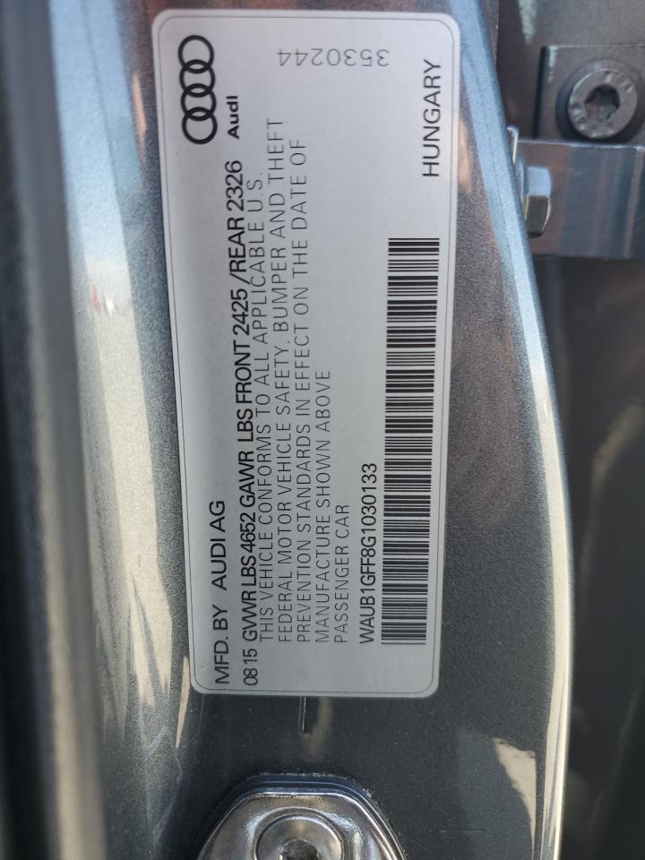 2016 Audi S3 Premium Plus VIN: WAUB1GFF8G1030133 Lot: 70857385