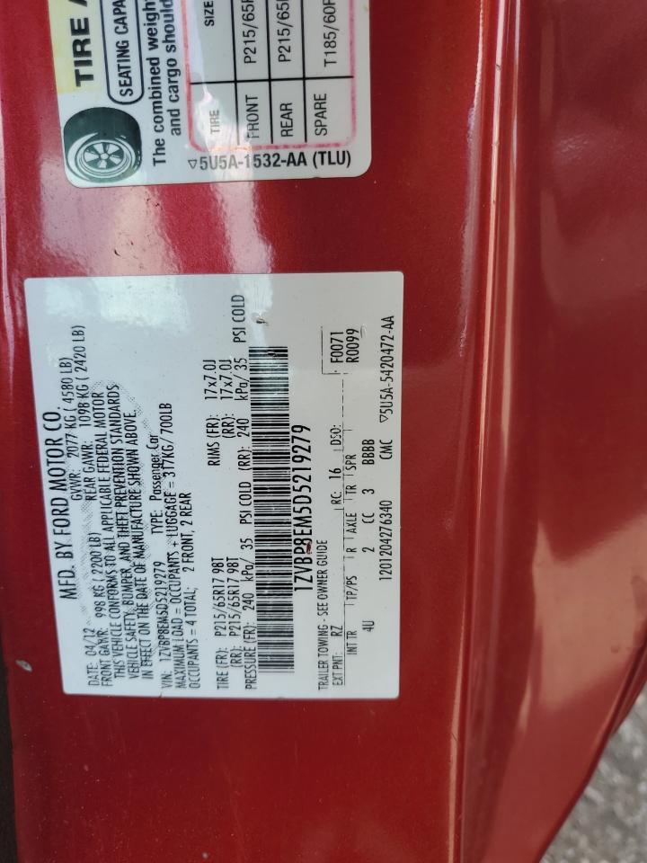 2013 Ford Mustang VIN: 1ZVBP8EM5D5219279 Lot: 80471315