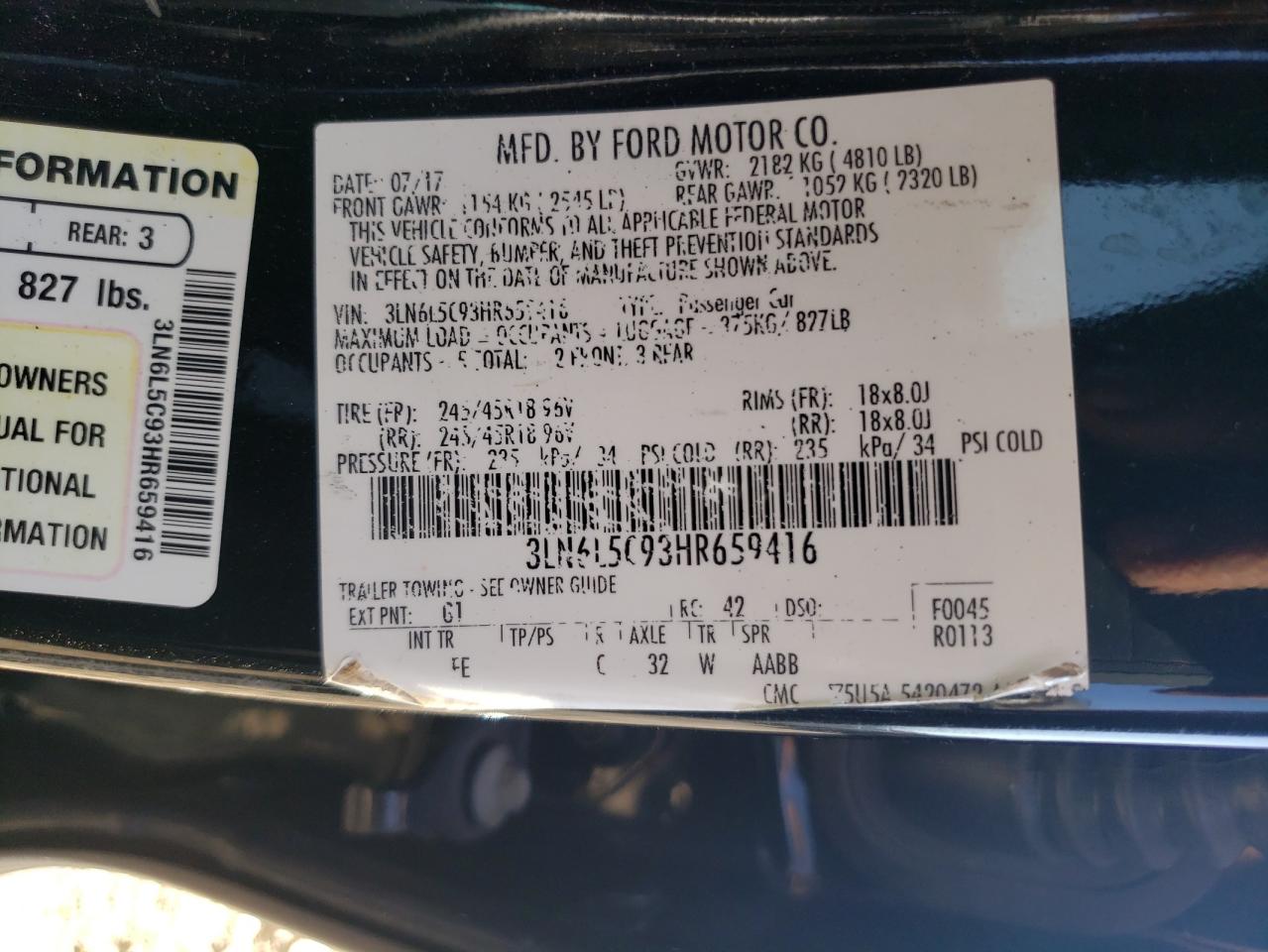 2017 Lincoln Mkz Select VIN: 3LN6L5C93HR659416 Lot: 80676055