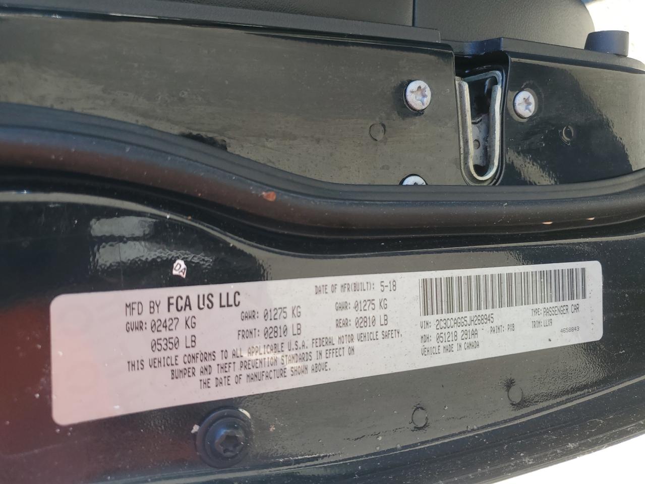 2018 Chrysler 300 S VIN: 2C3CCAGG5JH268945 Lot: 71258945