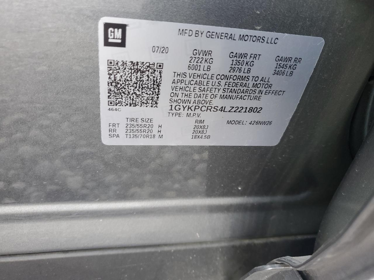 2020 Cadillac Xt6 Premium Luxury VIN: 1GYKPCRS4LZ221802 Lot: 71791755