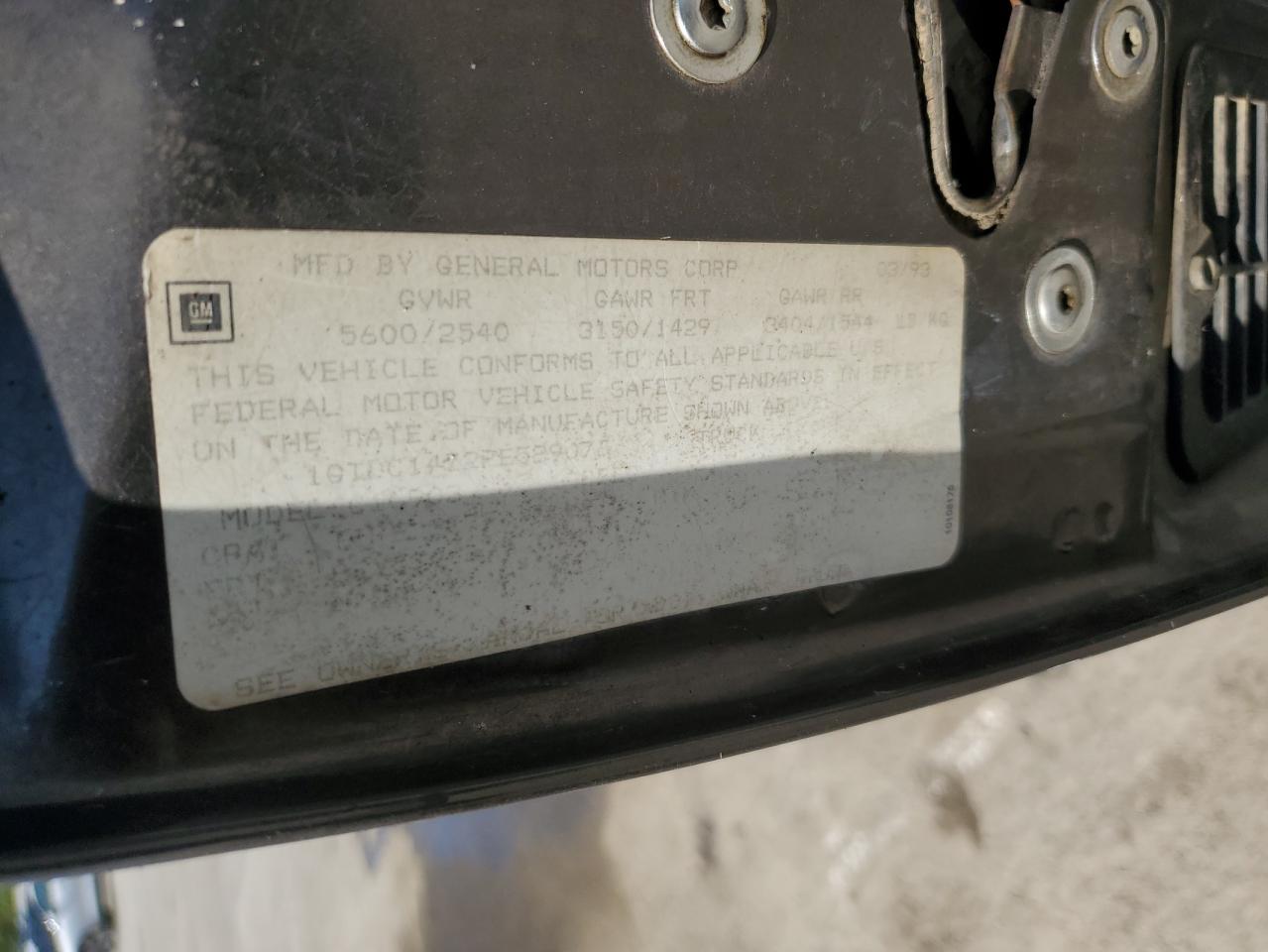 1993 GMC Sierra C1500 VIN: 1GTDC14Z2PE539076 Lot: 71788105