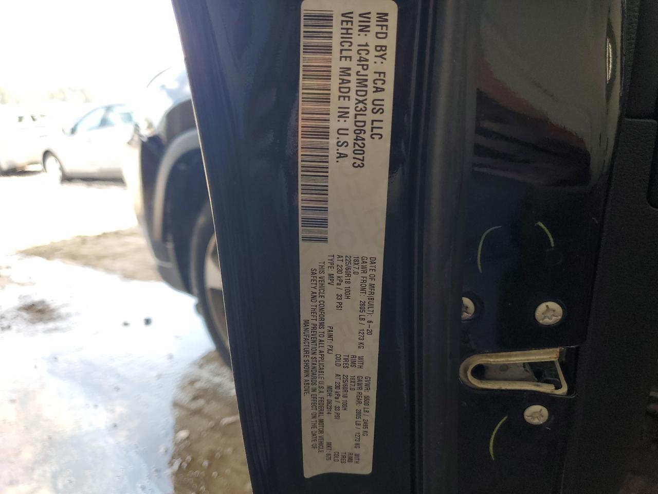 2020 Jeep Cherokee Limited VIN: 1C4PJMDX3LD642073 Lot: 72035755