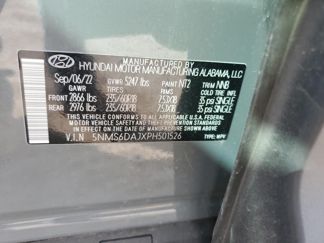 2023 Hyundai Santa Fe Xrt VIN: 5NMS6DAJXPH501526 Lot: 81668415