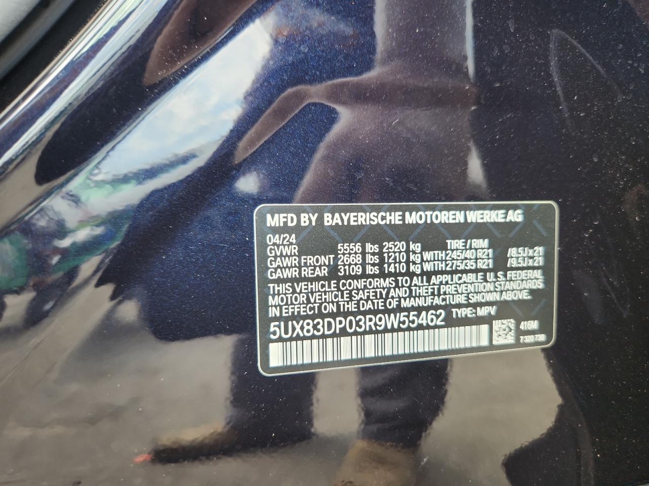 2024 BMW X3 M40I VIN: 5UX83DP03R9W55462 Lot: 82130365