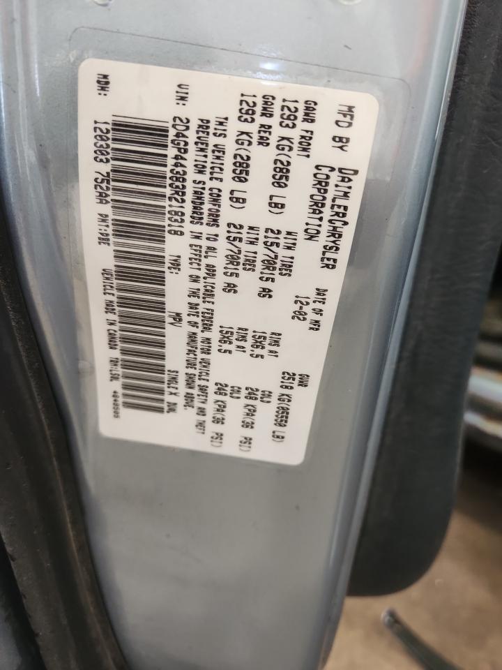 2003 Dodge Grand Caravan Sport VIN: 2D4GP44383R218318 Lot: 71521415