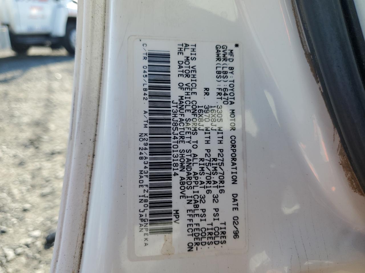 1996 Toyota Land Cruiser Hj85 VIN: JT3HJ85J4T0131814 Lot: 80881155