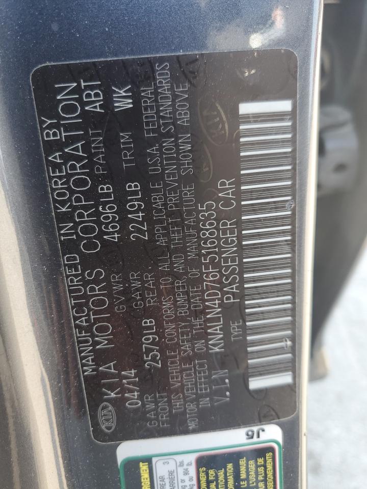 2015 Kia Cadenza Premium VIN: KNALN4D76F5168635 Lot: 80146715