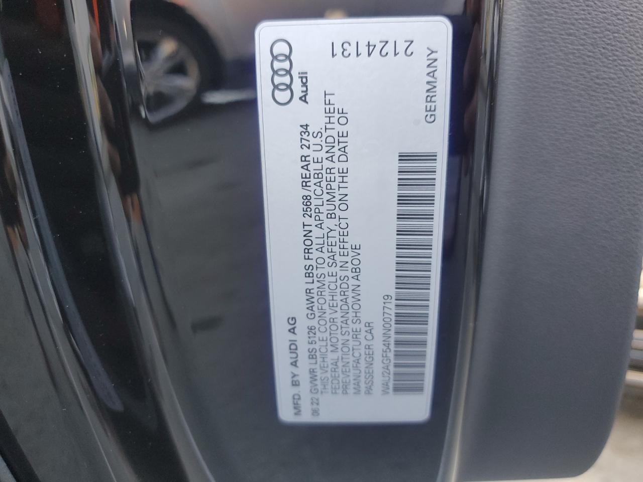 2022 Audi A5 Premium 45 VIN: WAU2AGF54NN007719 Lot: 81762675