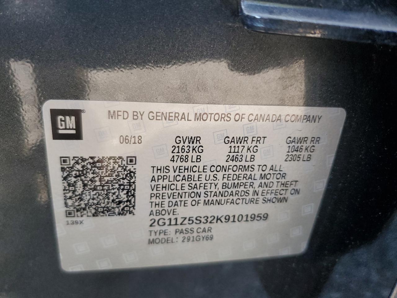 2019 Chevrolet Impala Lt VIN: 2G11Z5S32K9101959 Lot: 81093205