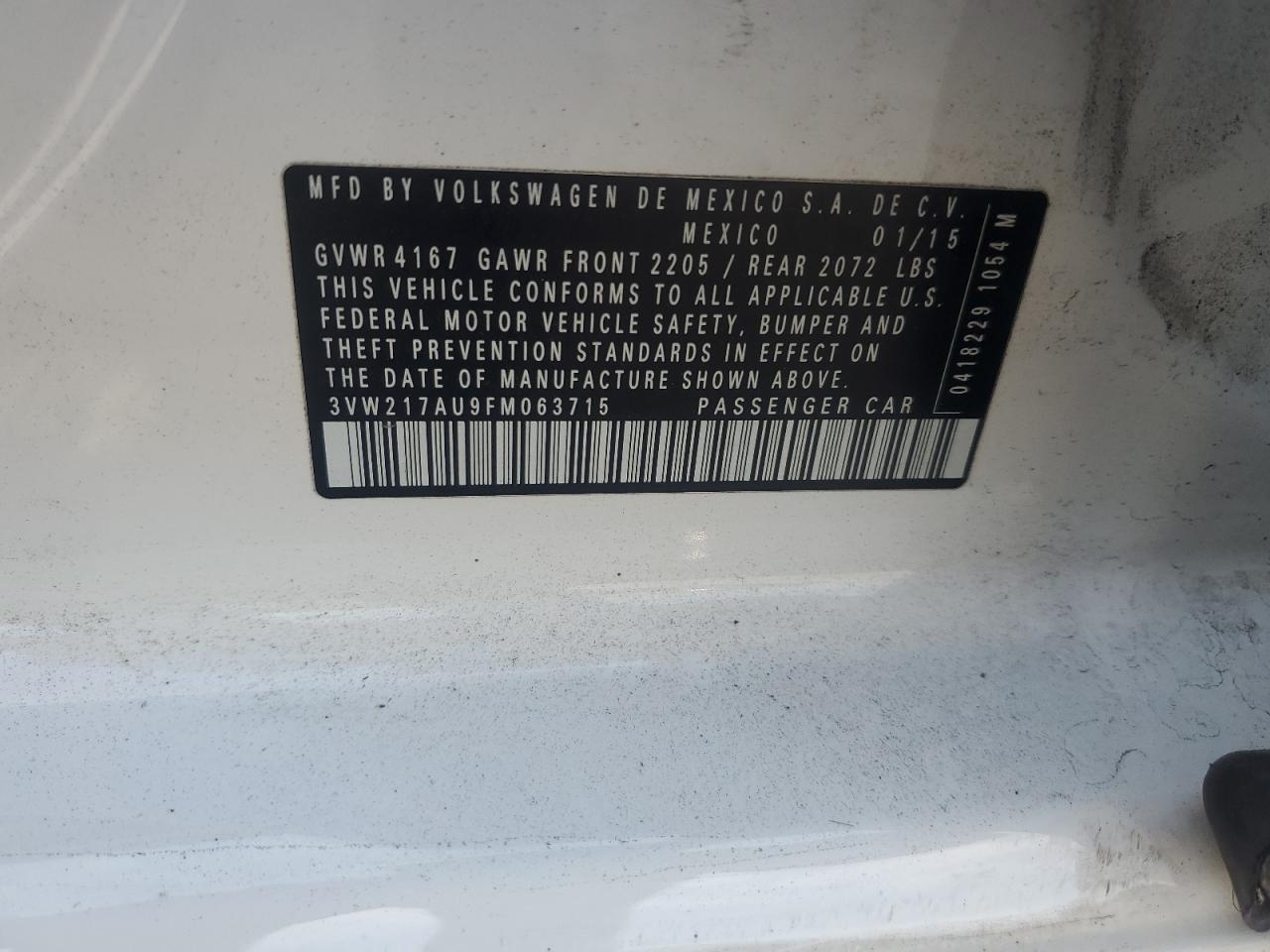2015 Volkswagen Golf VIN: 3VW217AU9FM063715 Lot: 80746335