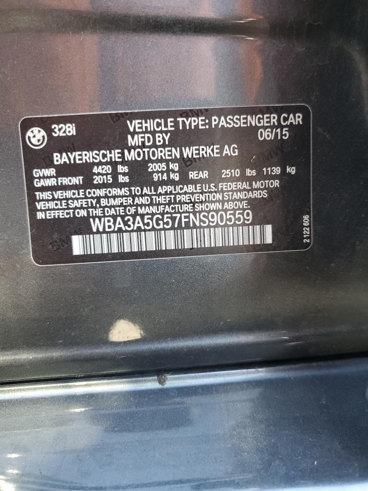 2015 BMW 328 I VIN: WBA3A5G57FNS90559 Lot: 81435395