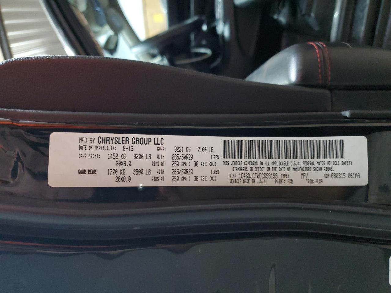 2013 Dodge Durango R/T VIN: 1C4SDJCT0DC698199 Lot: 80381795