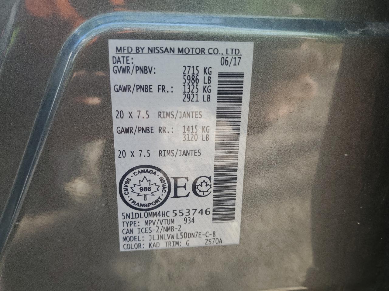 2017 Infiniti Qx60 VIN: 5N1DL0MM4HC553746 Lot: 80015835