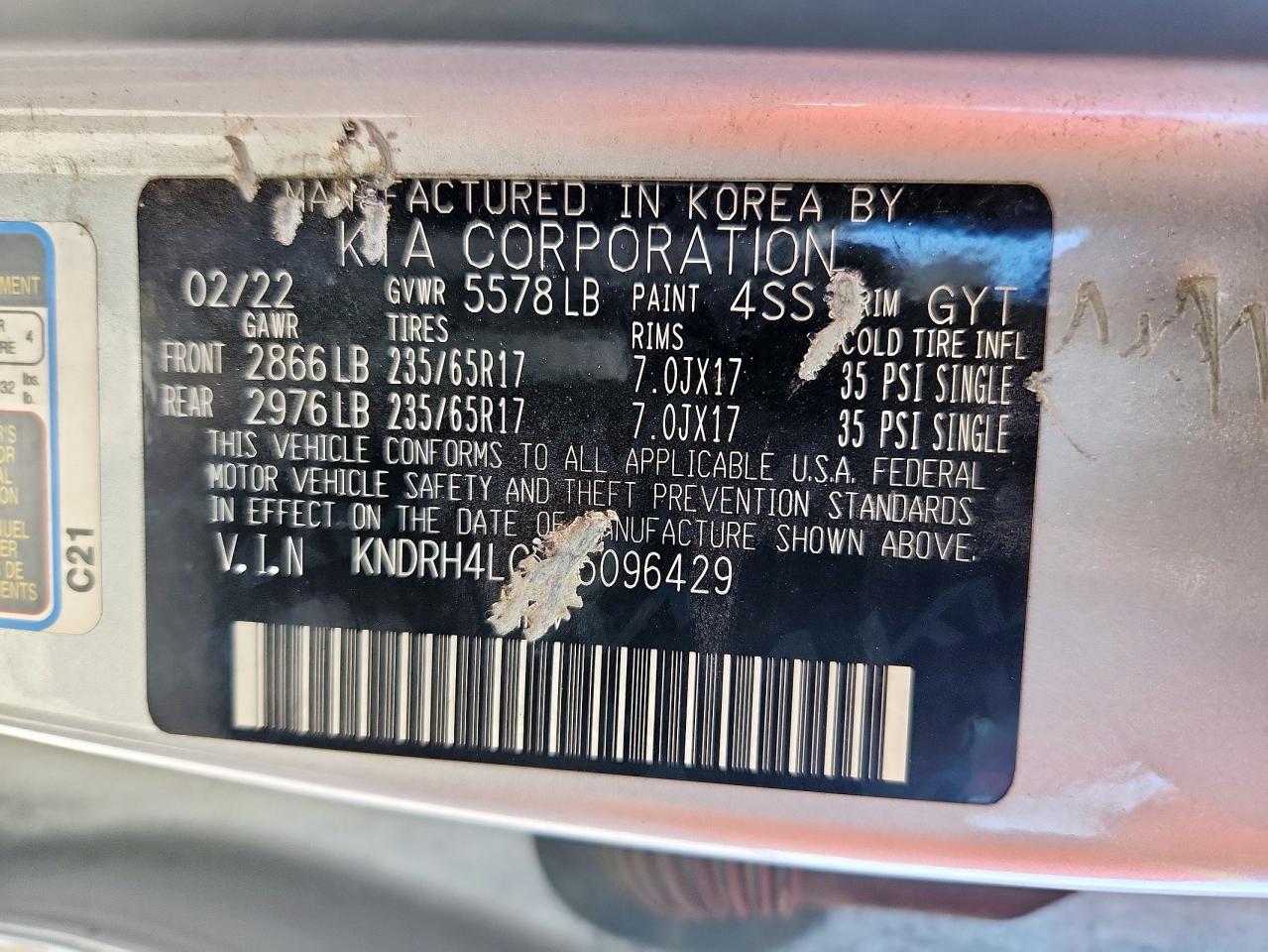 2022 Kia Sorento Ex VIN: KNDRH4LG9N5096429 Lot: 71047835