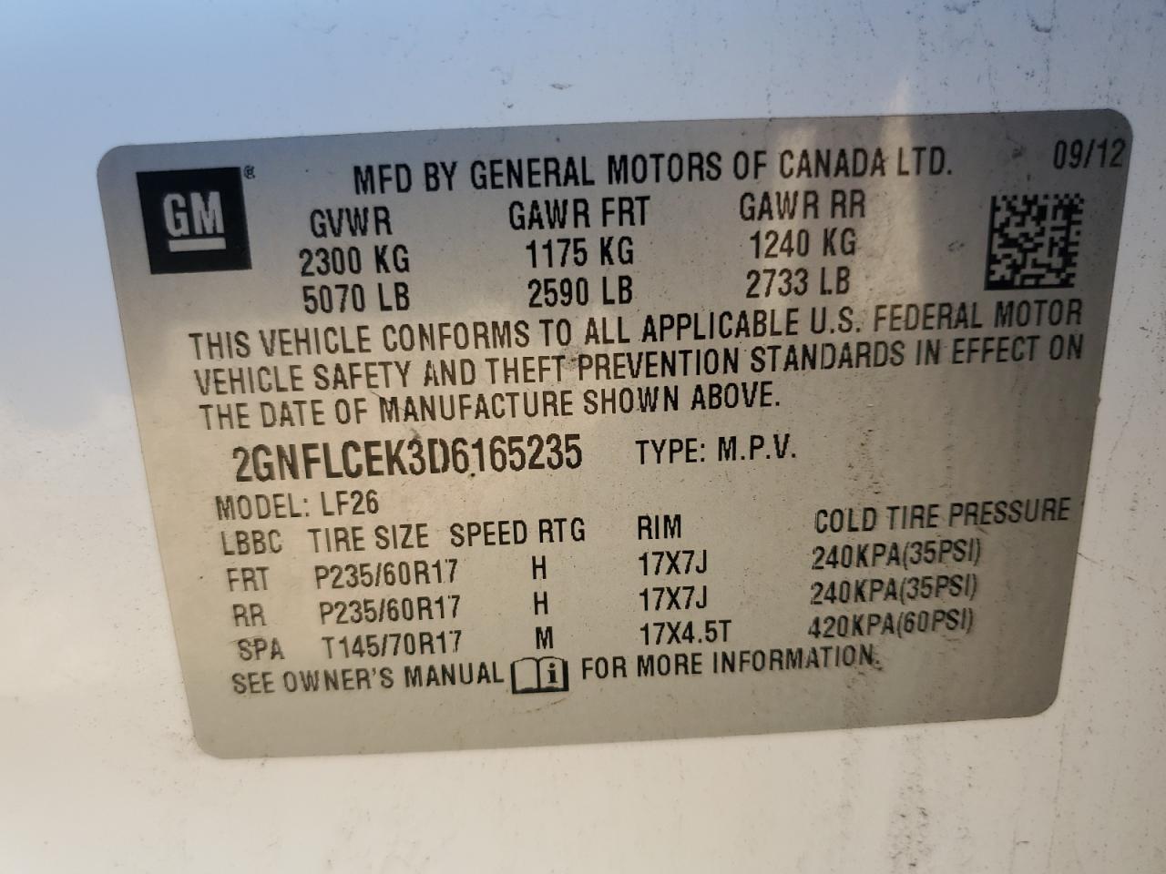 2013 Chevrolet Equinox Ls VIN: 2GNFLCEK3D6165235 Lot: 84031225