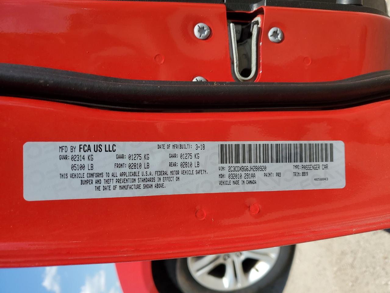 2018 Dodge Charger Sxt VIN: 2C3CDXBG6JH280920 Lot: 71527375