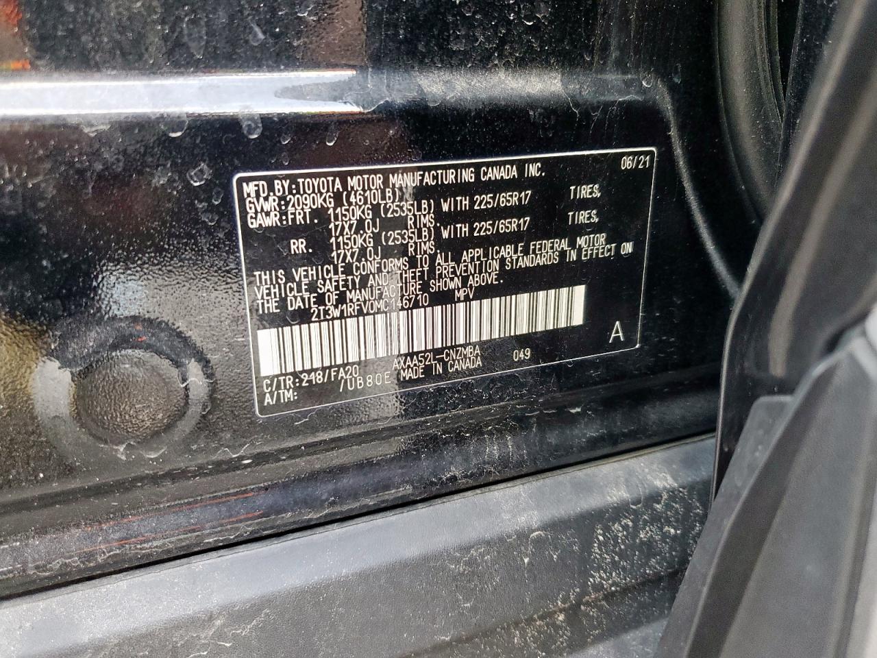 2021 Toyota Rav4 Xle VIN: 2T3W1RFV0MC146710 Lot: 81021615