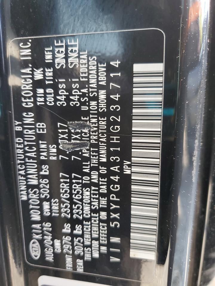 2017 Kia Sorento Lx VIN: 5XYPG4A31HG234714 Lot: 81338965