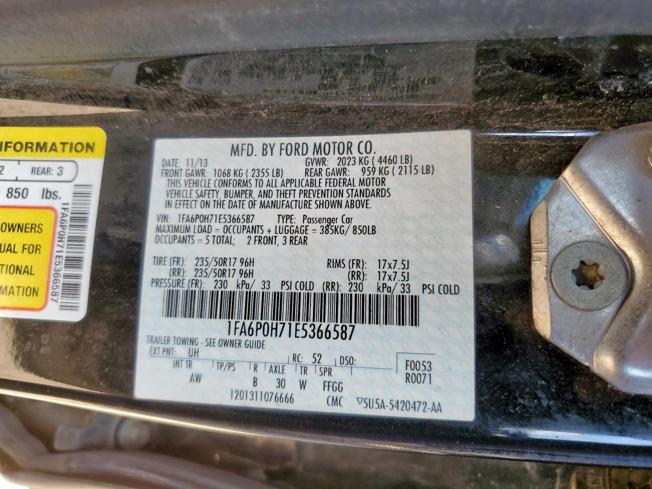 2014 Ford Fusion Se VIN: 1FA6P0H71E5366587 Lot: 84732235