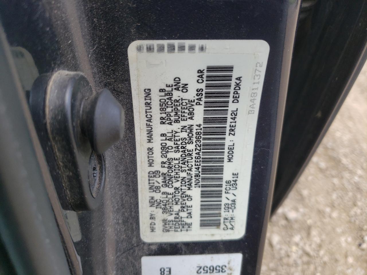 2010 Toyota Corolla Base VIN: 1NXBU4EE6AZ236814 Lot: 72075305