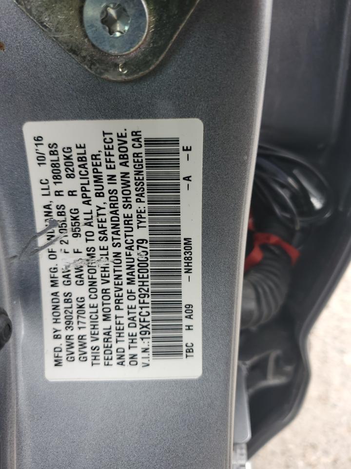 2017 Honda Civic Touring VIN: 19XFC1F92HE000579 Lot: 84472895