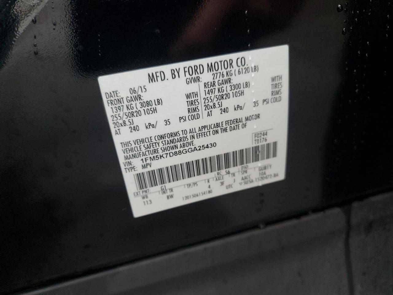 2016 Ford Explorer Xlt VIN: 1FM5K7D88GGA25430 Lot: 82065105