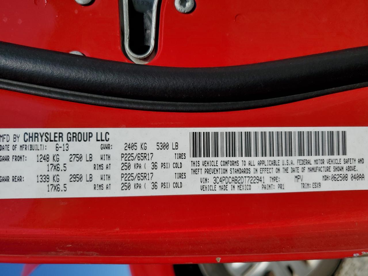 2013 Dodge Journey Se VIN: 3C4PDCAB2DT722941 Lot: 80527435