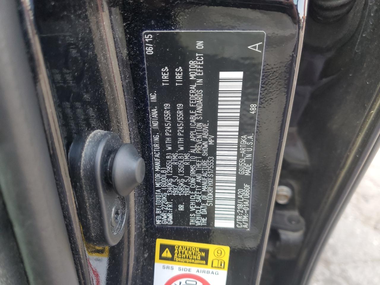 2015 Toyota Highlander Limited VIN: 5TDDKRFHXFS175553 Lot: 81015475