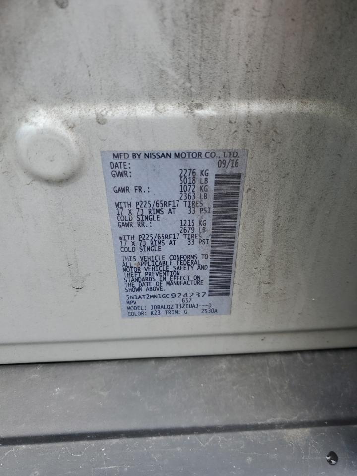 2016 Nissan Rogue S VIN: 5N1AT2MN1GC924237 Lot: 83975585