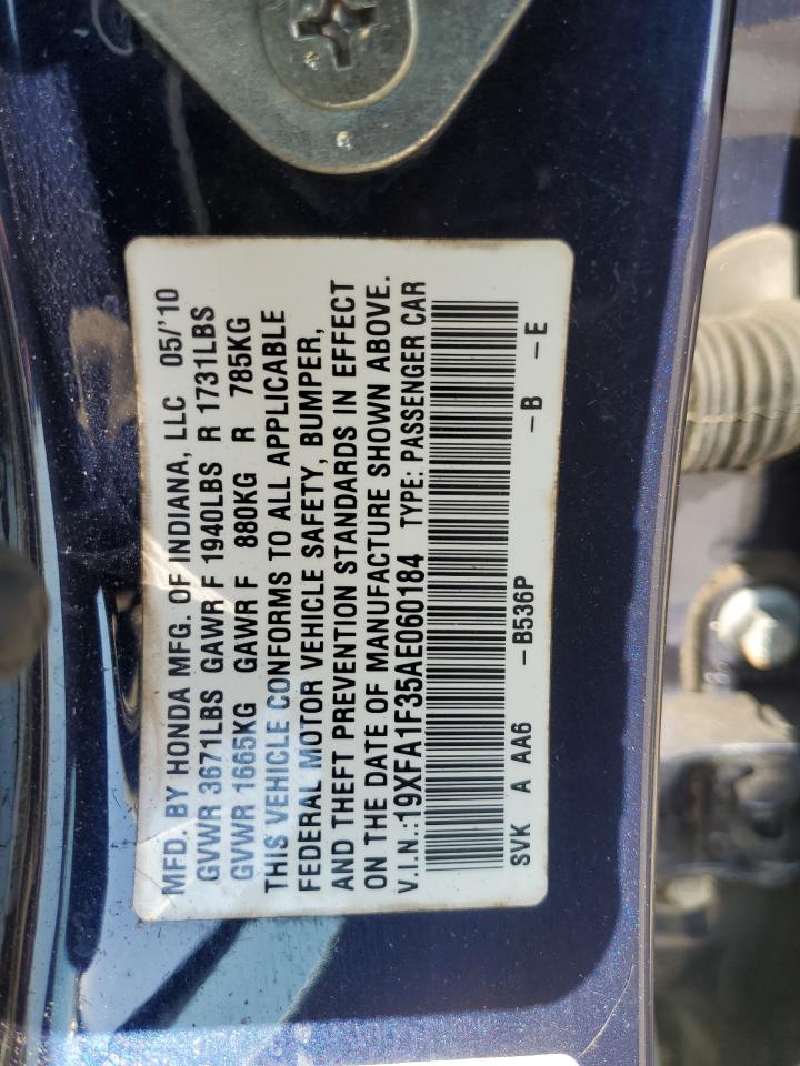 2010 Honda Civic Vp VIN: 19XFA1F35AE060184 Lot: 80520795