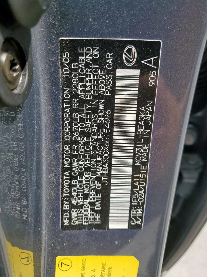 2006 Lexus Es 330 VIN: JTHBA30GX65154696 Lot: 84379785