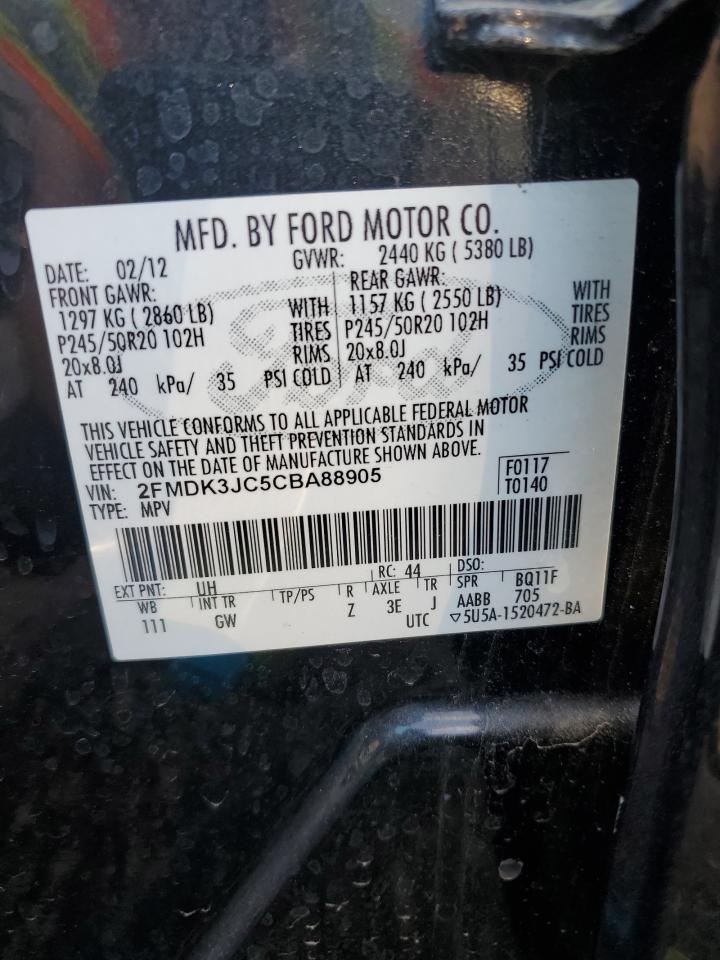 2012 Ford Edge Sel VIN: 2FMDK3JC5CBA88905 Lot: 80106175